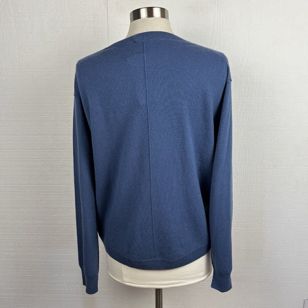 Vince Sweater L Womens New $320 Blue 100% Cashmere Soft Minimalist Pullover - Picture 4 of 11